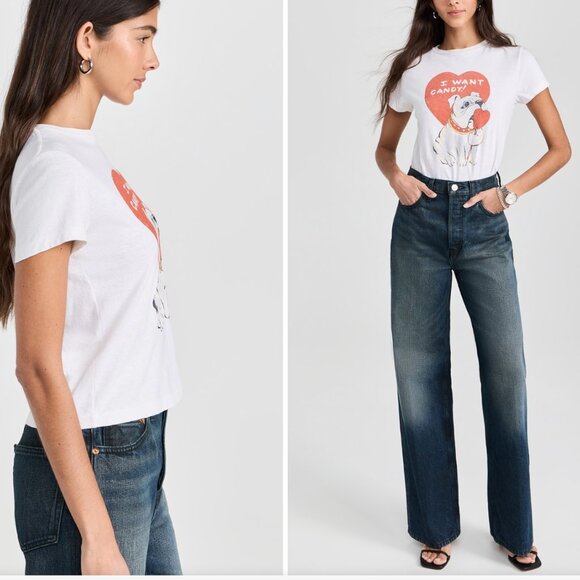 Re/Done Classic Tee Shirt I Want Candy Dog Valentine Vintage Cotton Small NWT - Picture 4 of 4
